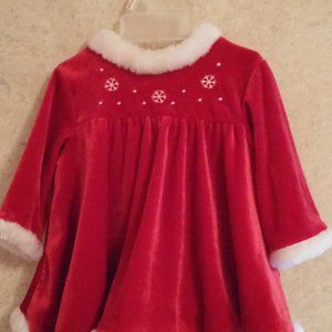 Rose Cottage Brand. Size 6-9 months. Red Velvet with white trim